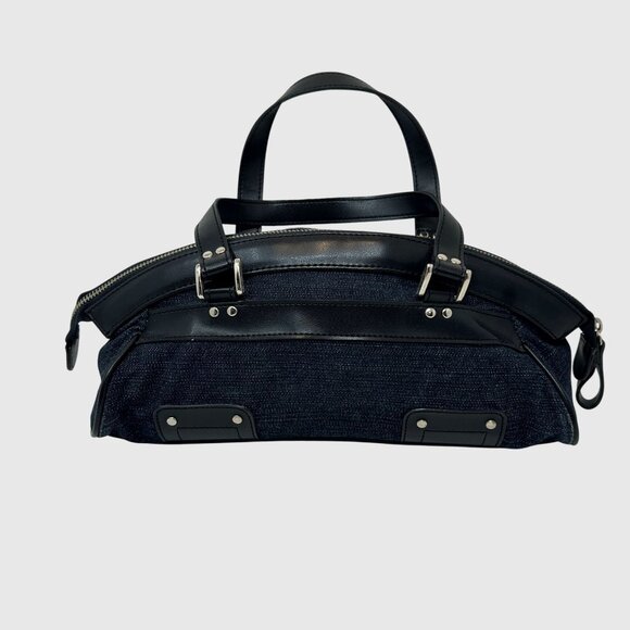 Roxy Womens Blue Denim & Black Faux Leather Handbag  Dual Handles & Zip Closure - Picture 2 of 10